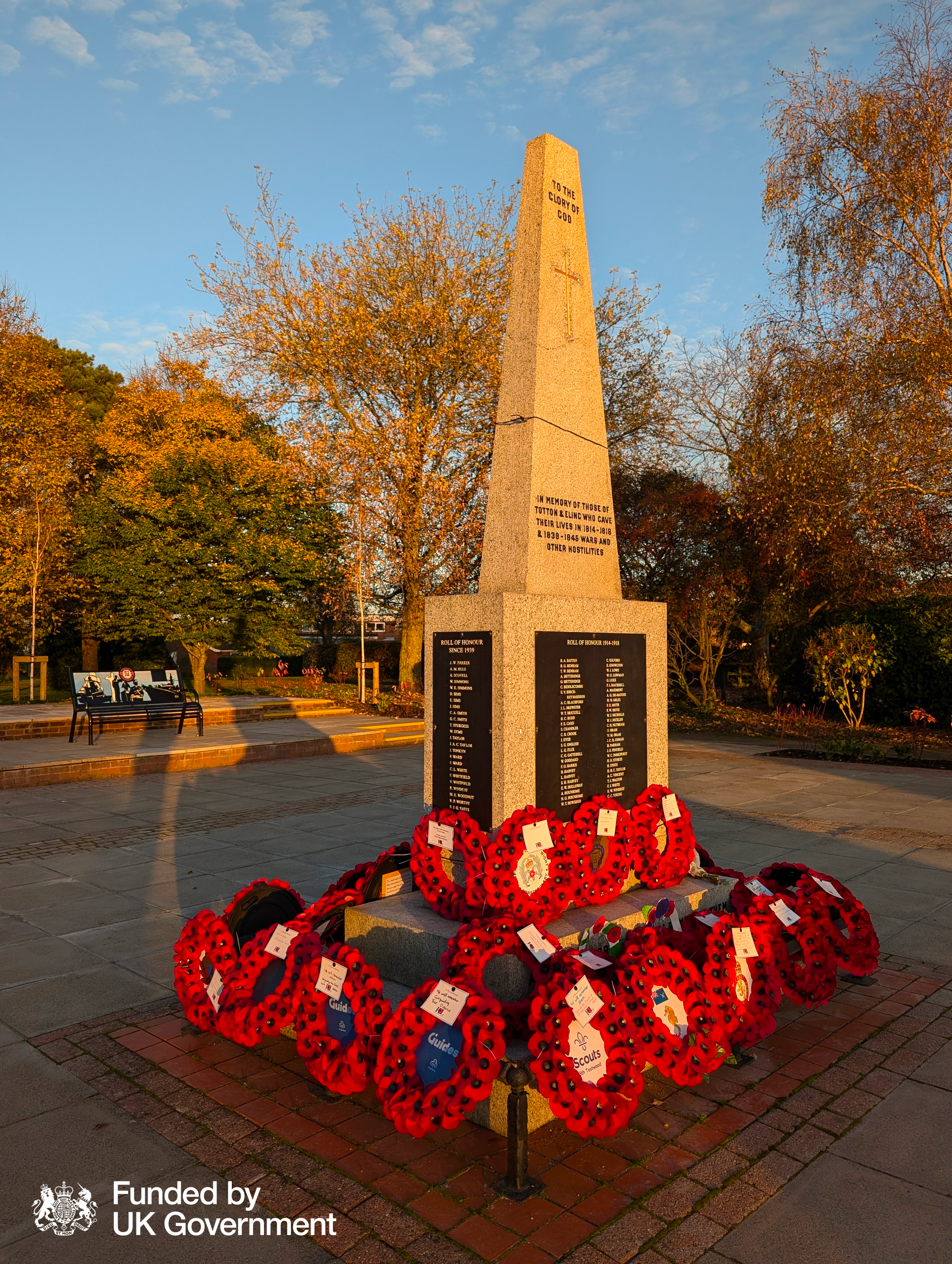 war memorial in golden hour light